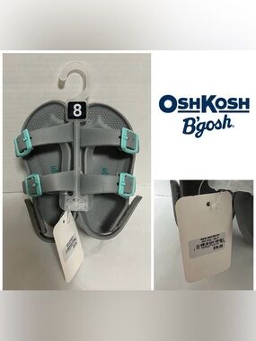 🆕OSHKOSH - NWT - SIZE 8 - TODDLER / KIDS - GREY SANDALS / SHOES
